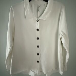 Lulu-B White Button-Front Collared Shirt